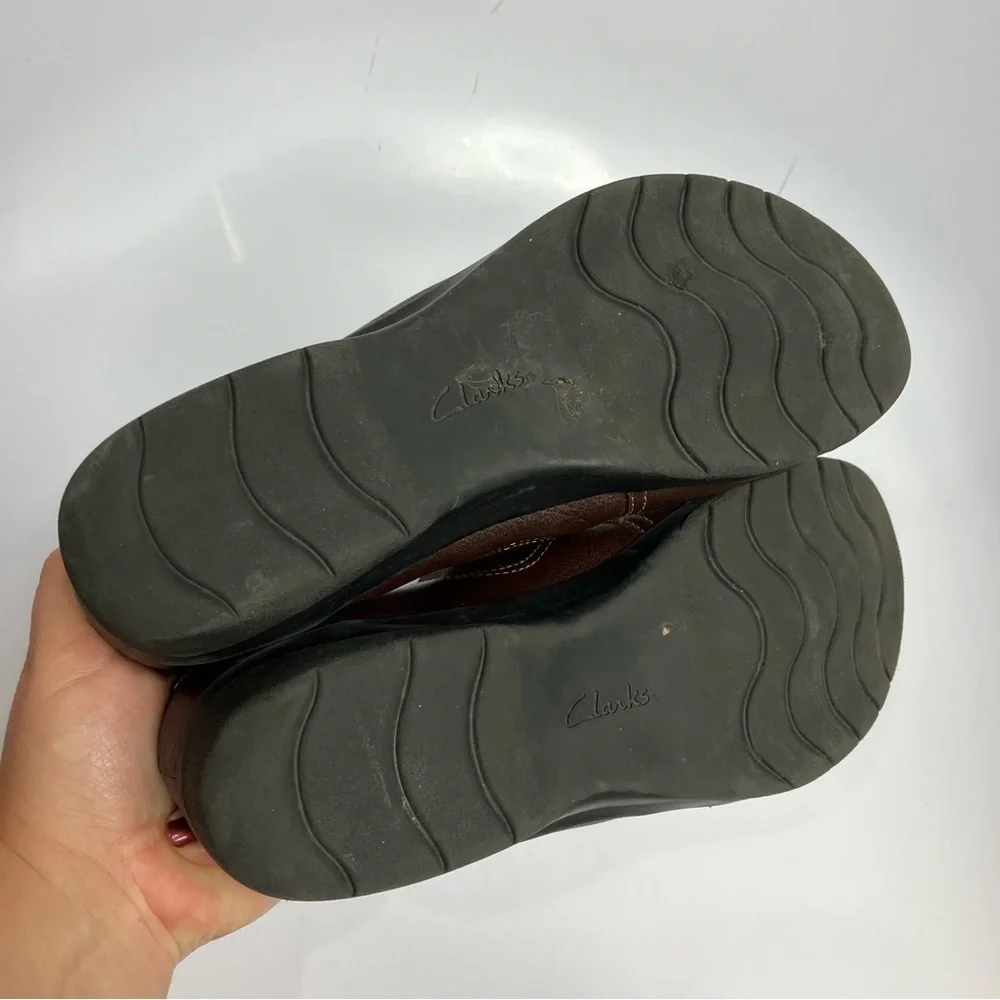 Clarks Cheyn Madi brown leather‎ slip on shoes size 10